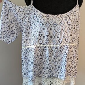 Skies Are Blue White Asymmetrical Camisole with Cut Out Details